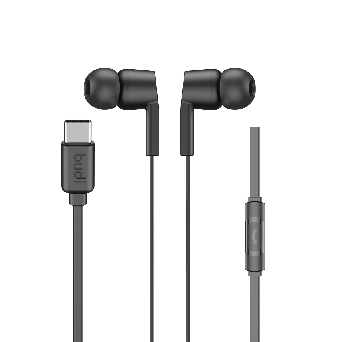 Budi Wired Earphones, 1.2m, Black/White (EP22TB)