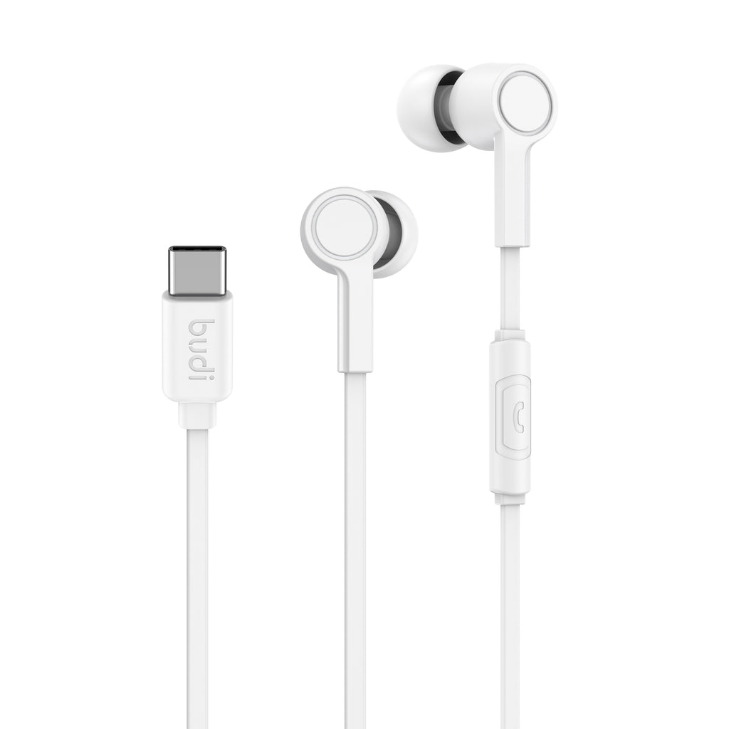 Budi Wired Earphones, 1.2m, Black/White (EP22TB)
