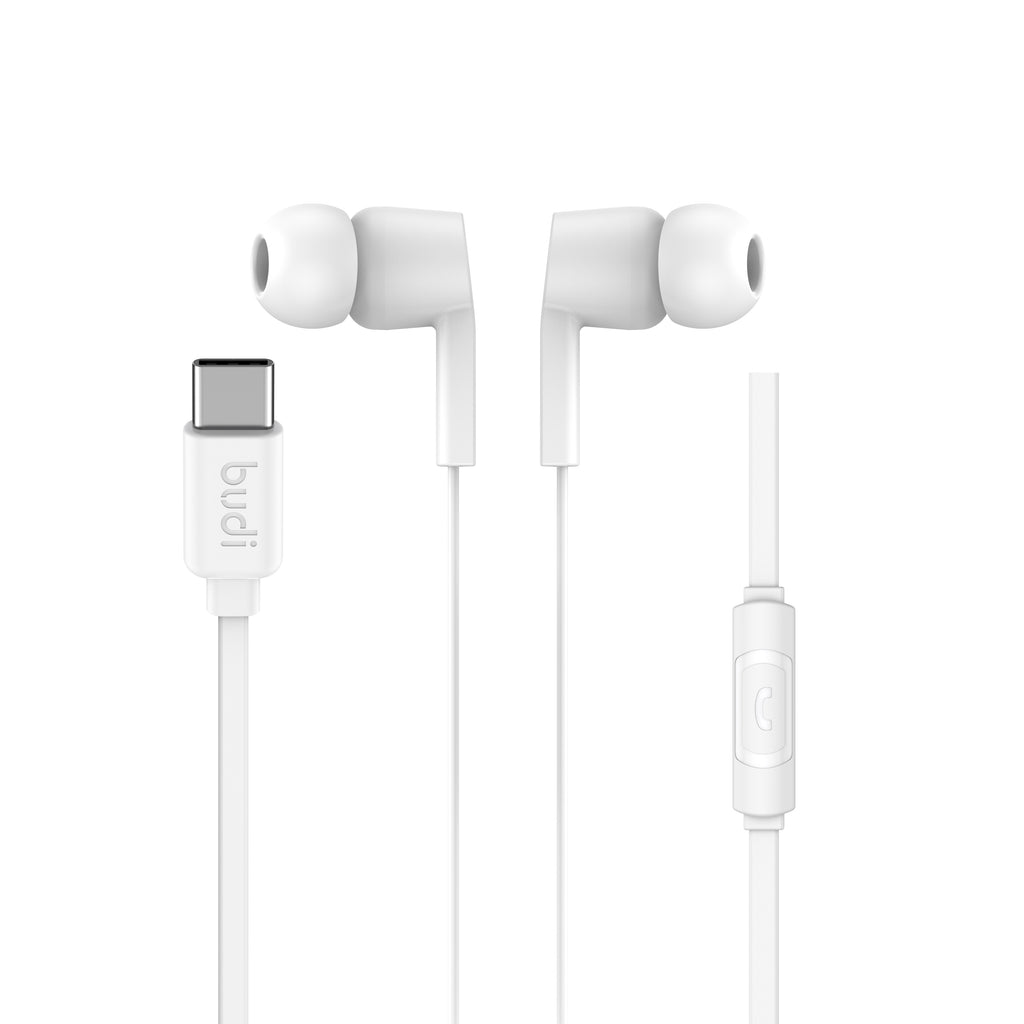 Budi Wired Earphones, 1.2m, Black/White (EP22TB)