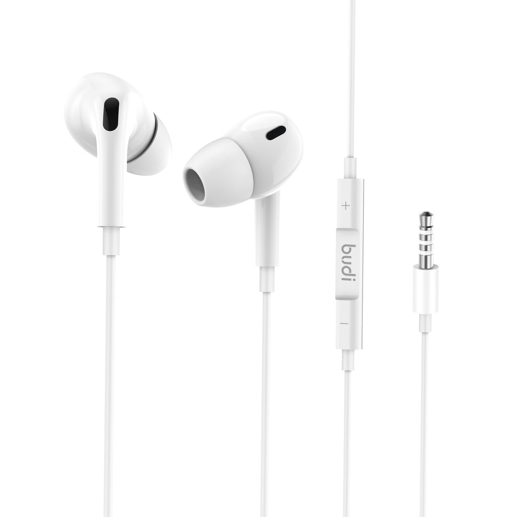 Budi Wired Earphones, 3.5mm, 1.2m, White (EP28DW)