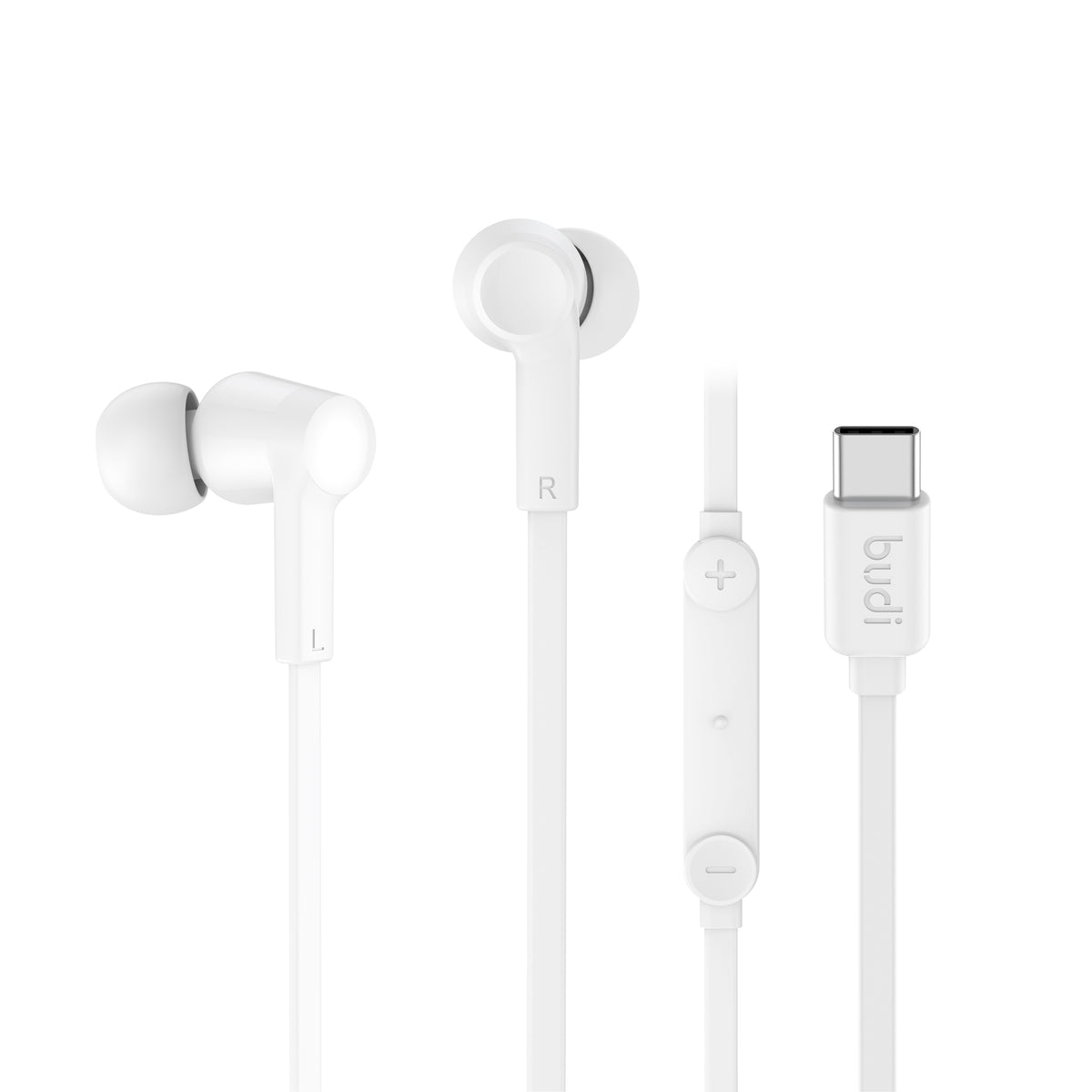 Budi Wired Earphones, 1.2m, Black/White (EP35T)