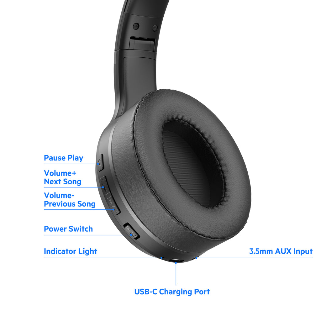 Budi Wireless Over-Ear Headphones, Black (EP52B)